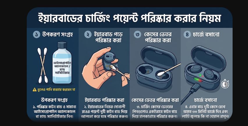 চার্জিং পিন ও ম্যাগনেটিক কানেক্টর পরিষ্কার করা