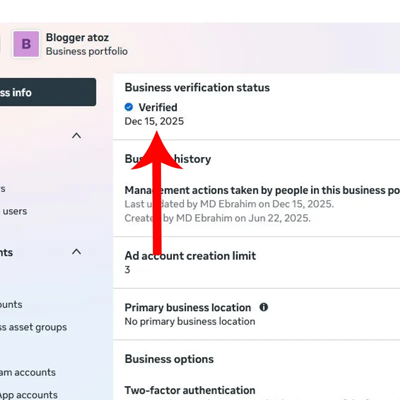 ফেসবুক বিজনেস ভেরিফাই ম্যানেজার অ্যাকাউন্ট | Meta Business Verification